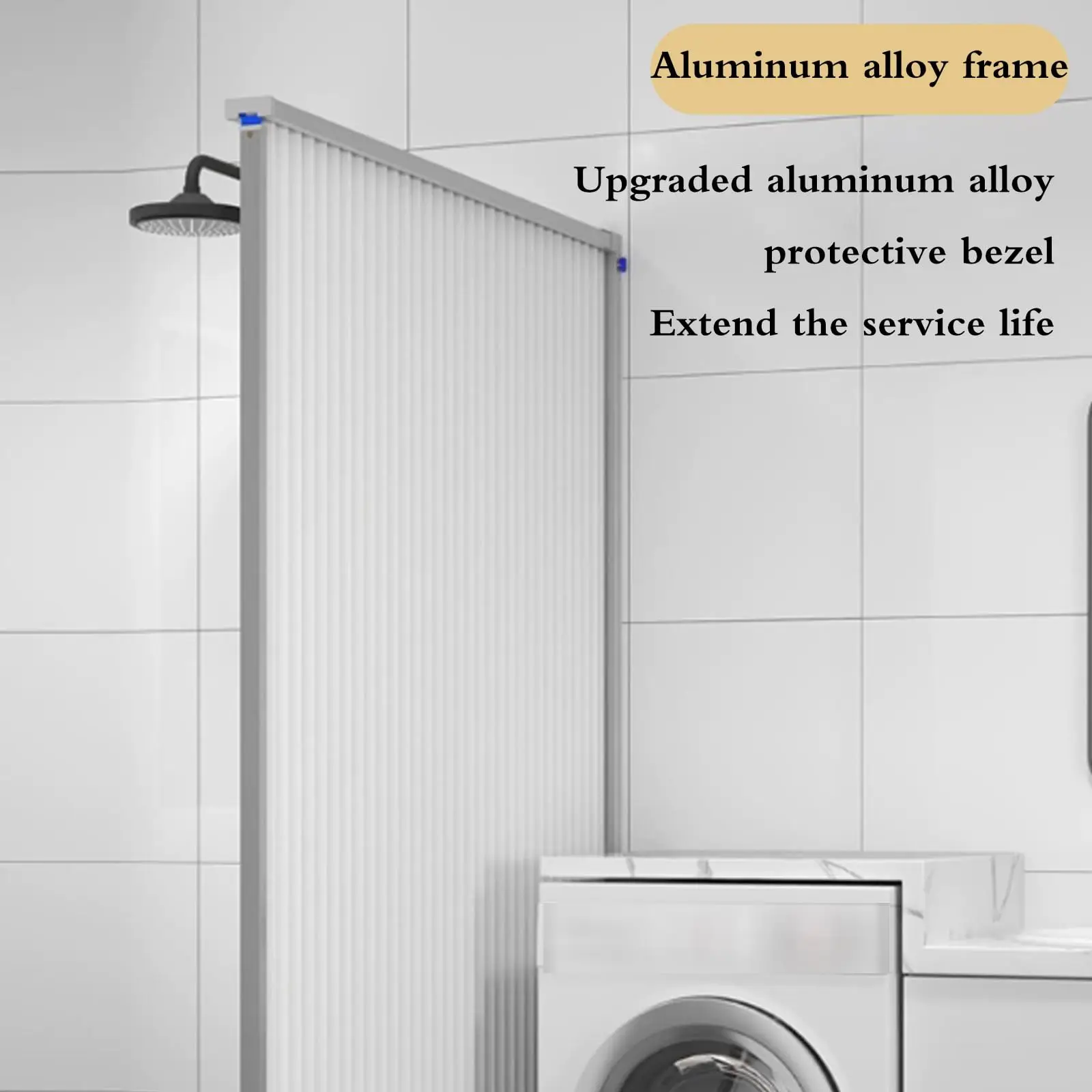 Invisible Folding Shower Curtain Set, Modern Fabric with Double Pulley Design, Suitable for Bathroom - 3 Color Options