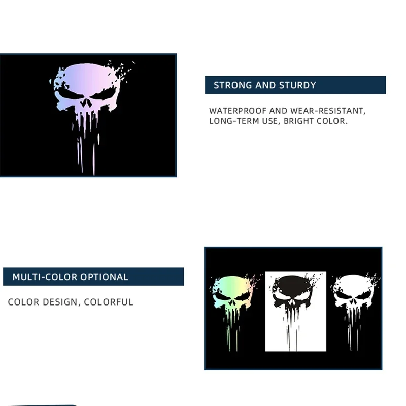 Stiker Tengkorak Stiker Reflektif Stiker Sepeda Motor Tahan Air Pelindung Matahari Aksesori Dekorasi Sepeda Motor Mobil Universal