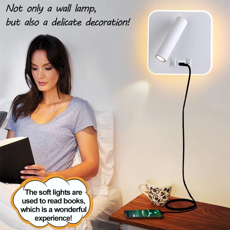 Draaibare Wandlamp Hotel Slaapkamer Bed Studie Lezen Schans Lampen Usb Opladen Nachtlampje Woonkamer Gang Gang Decor