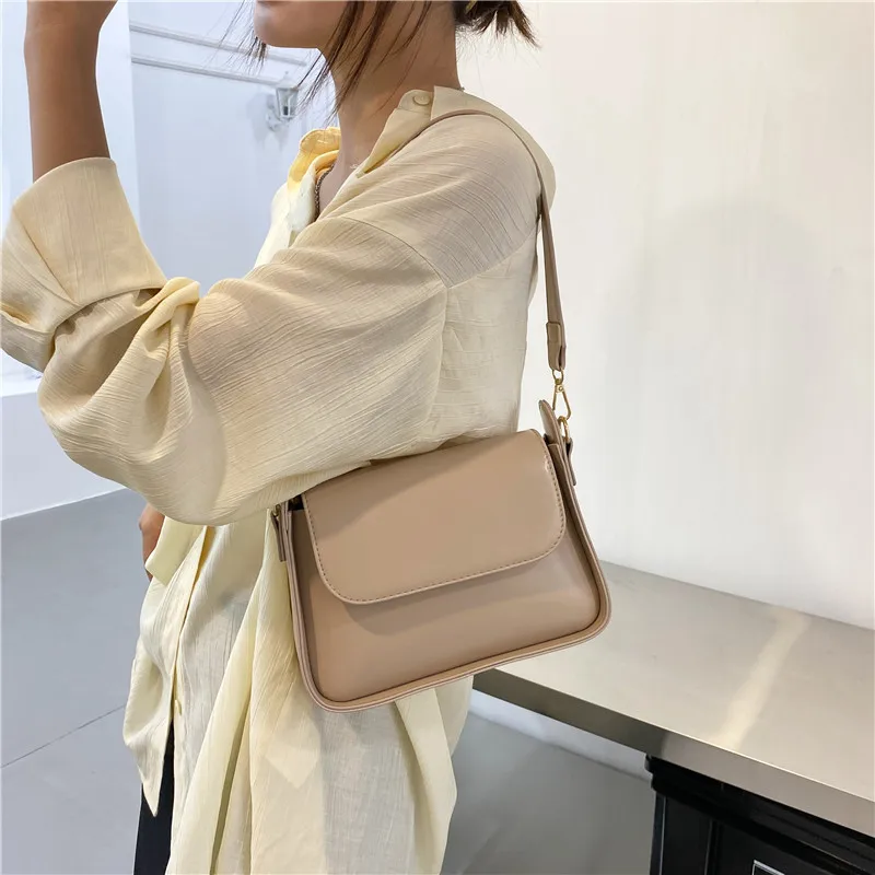 Bolsas crossbody de couro PU de luxo para mulheres, monocromáticas, bolsa de ombro, sacolas, embreagem de moda, bolsa pequena