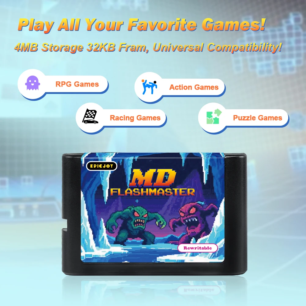 Epicjoy md reescritor cartucho de jogo md flashmaster programador para sega 16bit megadrive genesis md console de jogo