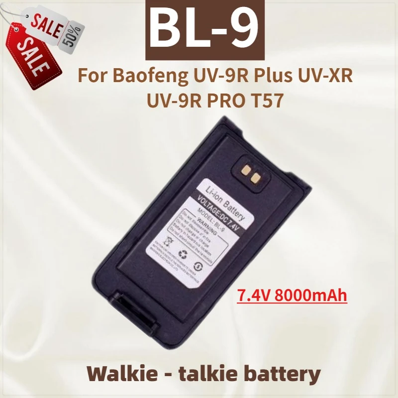 

High Quality 7.4V 8000mAh BL-9 battery with Type-C Charge for Baofeng UV-9R Plus UV-XR UV-9R PRO T57 Walkie - talkie Brand New