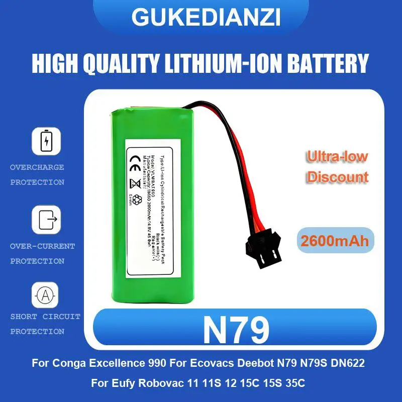 Battery For Ecovacs Deebot 540 550 560 570 580 543 D56 D58 Vacuum Cleanner Conga Excellence 990 N79 N79S DN622 Eufy Robovac 11