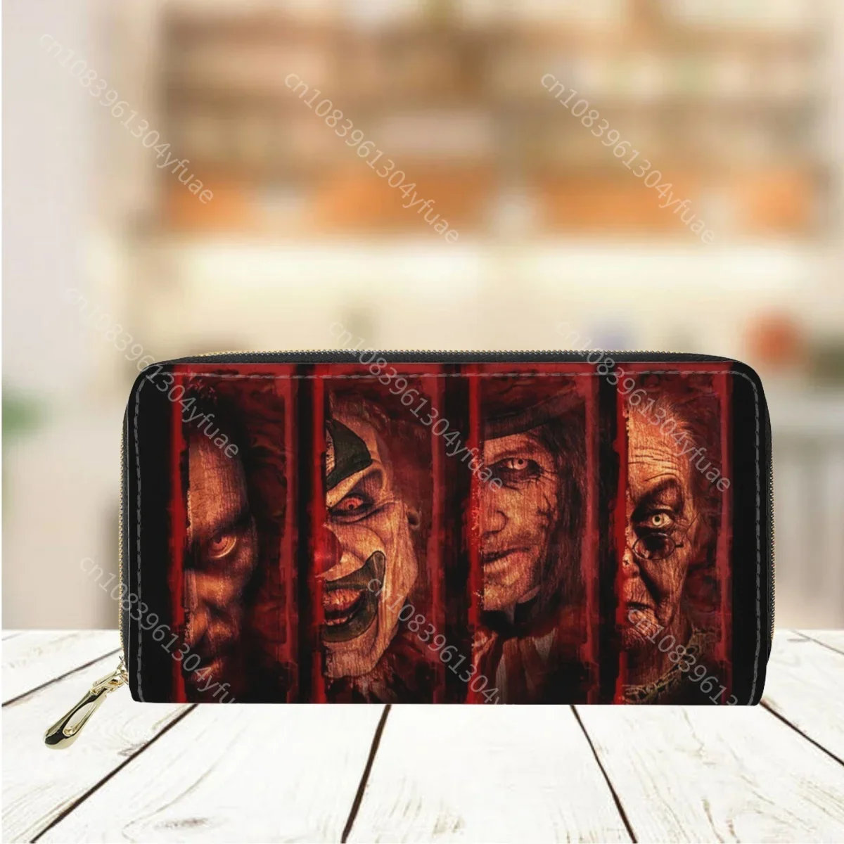 Women's Luxury Leather Wallet Casual Shopping Bank Card Holder Purse Hot Horror Movie Character Collection Print Long Money Bag