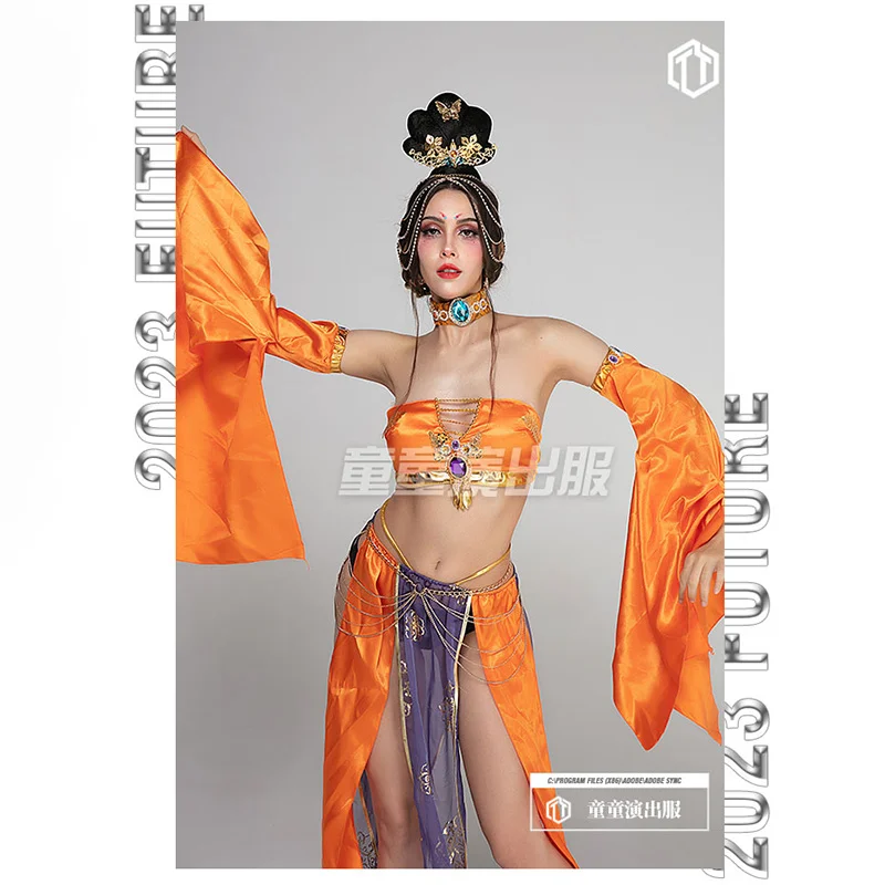 Child Design Flying Tang Dynasty Prosperous Han Costume Gogo Performance Costume Female Chinoiserie Dance Beauty Interaction DS