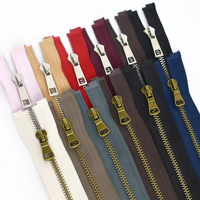 2 pièces 5 # Fermetures à glissière métalliques 40-80cm pour la couture de vêtements à fermeture éclair à extrémité ouverte, Kit de réparation de fermeture éclair à verrouillage automatique, sac de