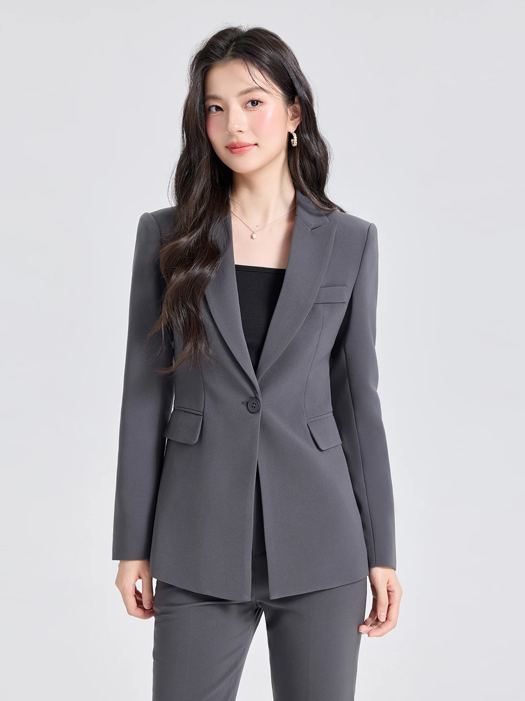 

Professional Interview Suit Set Women's Spring Office Long Sleeve Teacher's Formal Wear Career Commute Style Fitted Polyester