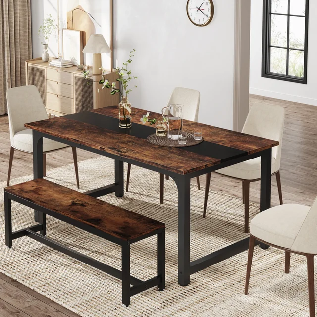 Tribesigns 63"x31.5" Dining Table, Industrial Kitchen Table for 6-8 Person, Rectangular Dinner Table for Dining Room Kitchen 4 Tribesigns 63"x31.5" Dining Table, Industrial Kitchen Table for 6-8 Person, Rectangular Dinner Table for Dining Room Kitchen 4