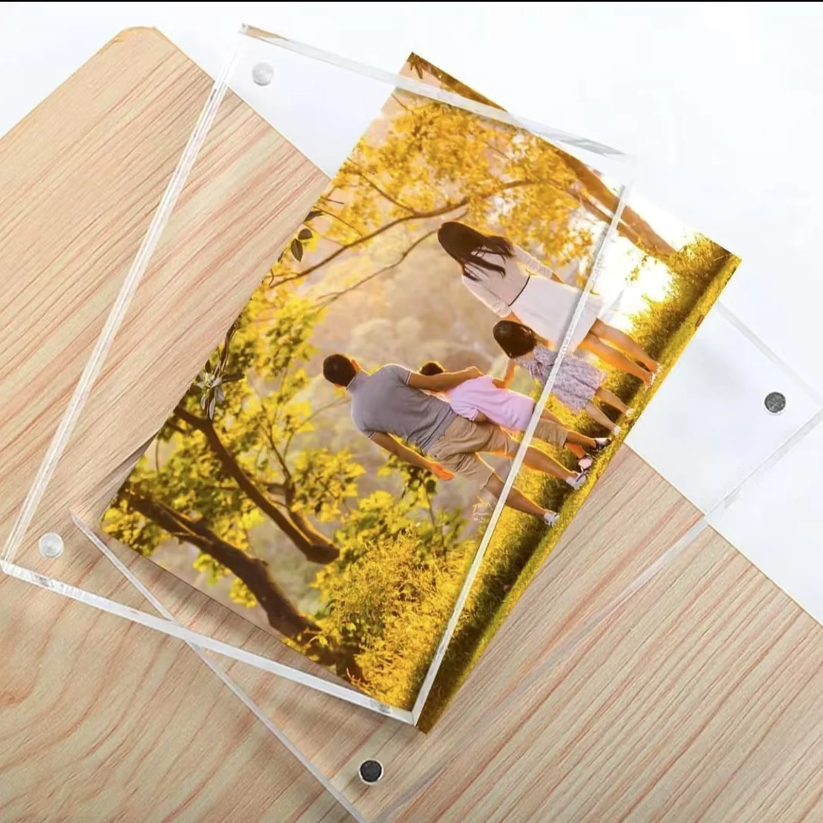 4 แพ็คแม่เหล็กกรอบรูปอะคริลิคใสอะคริลิคคุณภาพสูงสําหรับตกแต่งบ้านสํานักงาน DIY กรอบรูปจอแสดงผล