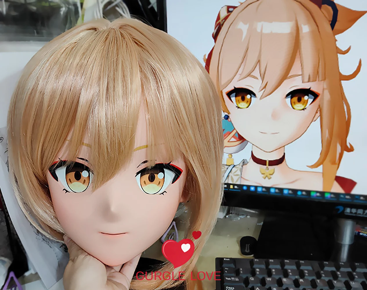 

(GLA03)Customize Character Female Girl Resin Half Head Crossdress Cosplay Japanese Anime Role Kigurumi Mask With Eyes And Wig