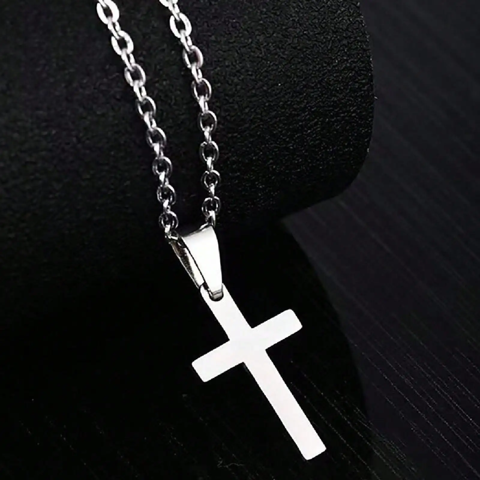 

Самое продаваемое мужское ожерелье из нержавеющей стали с гладким крестом, модная и простая цепочка в стиле хип-хоп на ключицу.