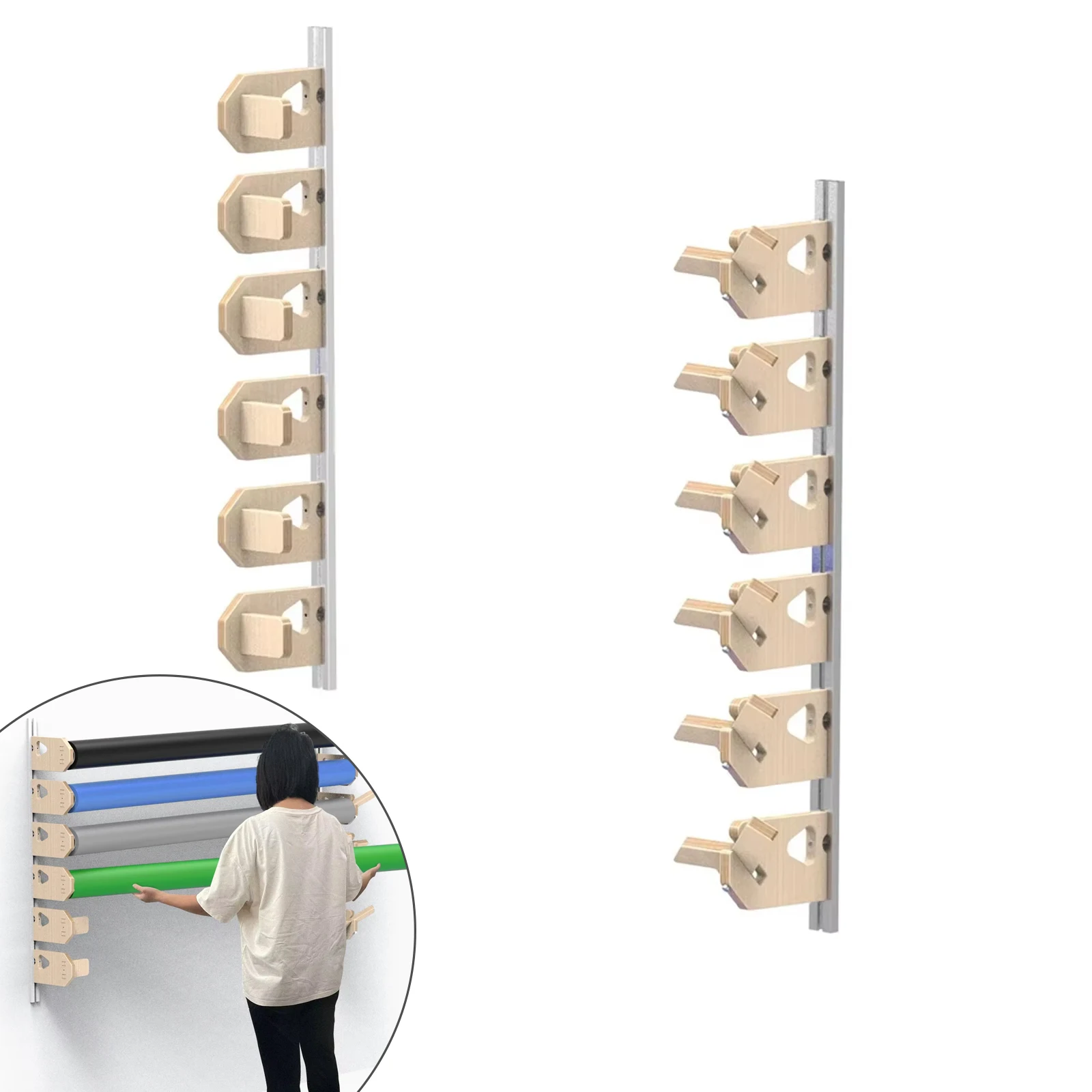EHDIS Multi-Tier Wall Mount Wooden Vinyl Film Roll Holder Car Wrap Window Tint Film Storage Rack Auto Workshop Craft Vinyl Roll