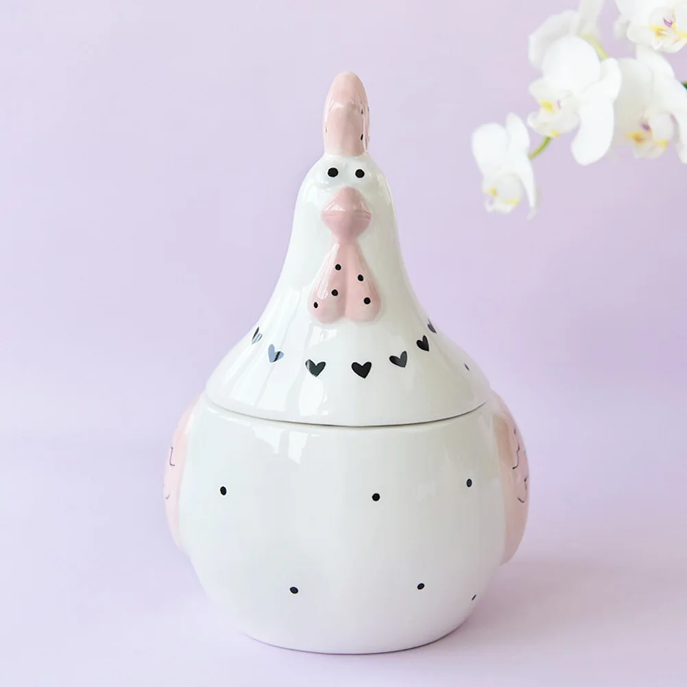 

Ceramic Chicken Shape Egg Storage Box Airtight Kitchen Candy Container Organizer Sealed Holder for Loose Eggs Snacks
