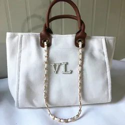 Bolso de mano de playa para mujer, bolsa de lona para despedida de soltera, boda, luna de miel, perla, vacaciones