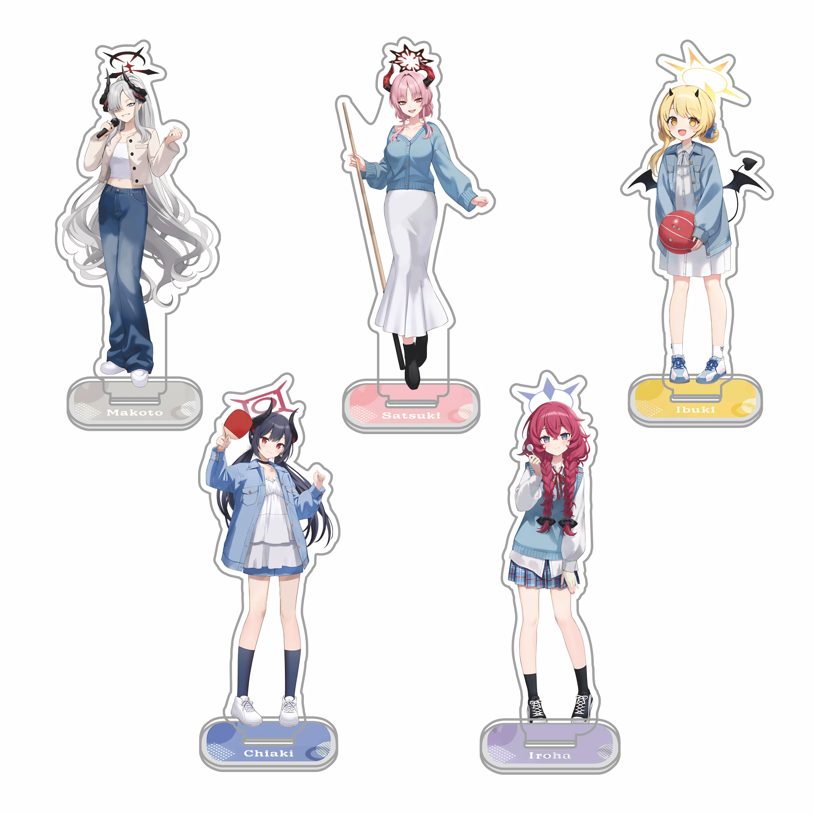 Blue Archive Anime Stand Chiaki Mokoto Satsuki Acrylic Characters Standing Model Plate Desk Display Cute Keychain Ornament