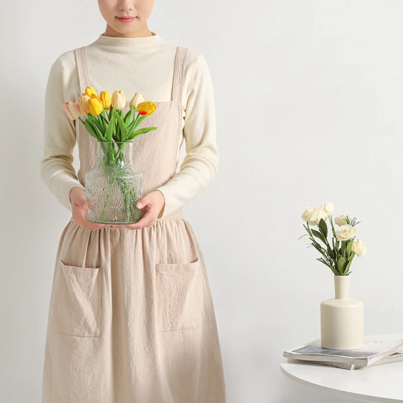 Latest Apron Work Clothes Dirt Resistant Pure Cotton Household Kitchen Apron High Aesthetic Value Oil Proof and Stain Resistant