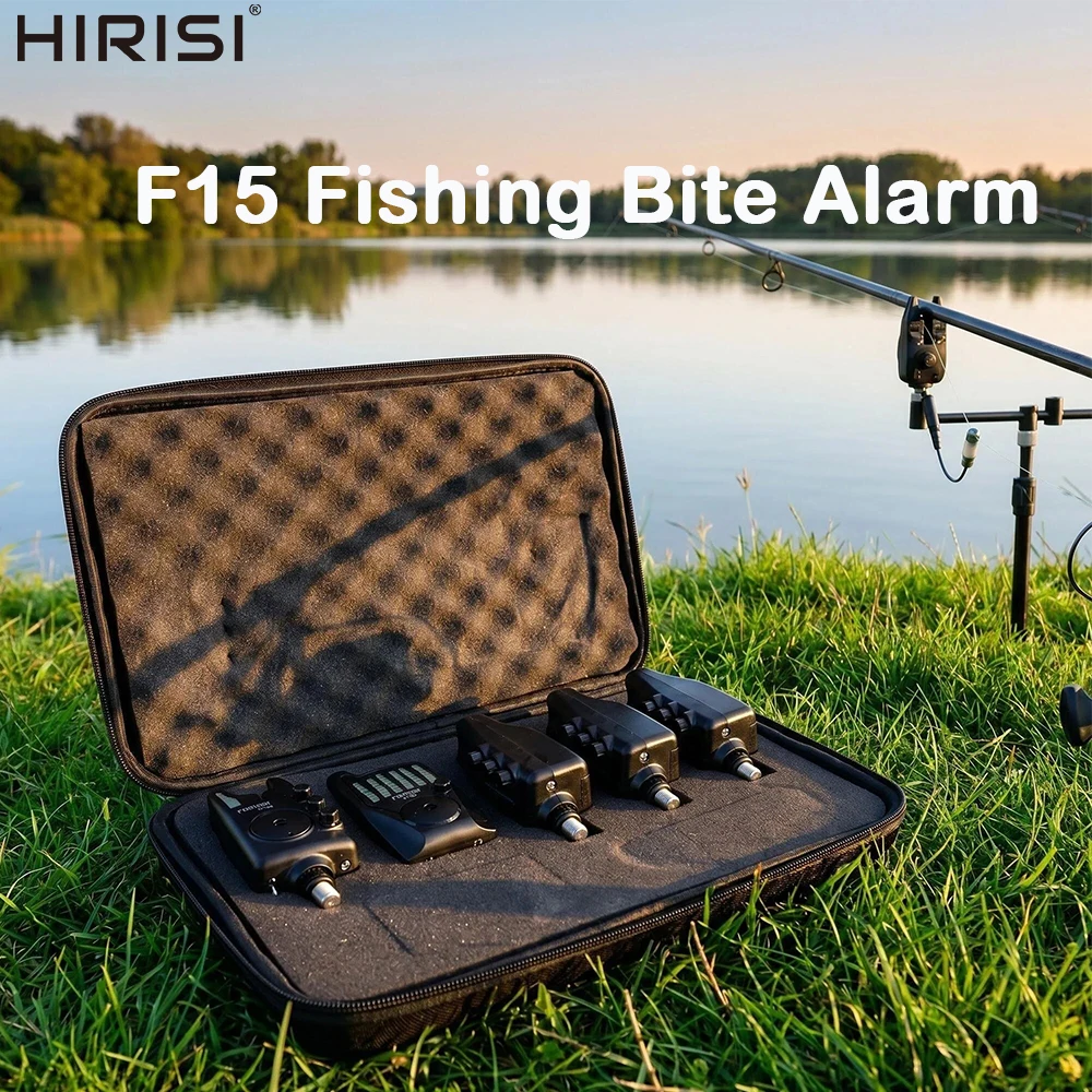 Hirisi F15-4 Kabelloser Karpfenangel-Bissalarm 1+4 Set LED-Licht Einstellbare Lautstärke Empfindlichkeit 150M Reichweite Nachtangel-Zubehör – Detail 1