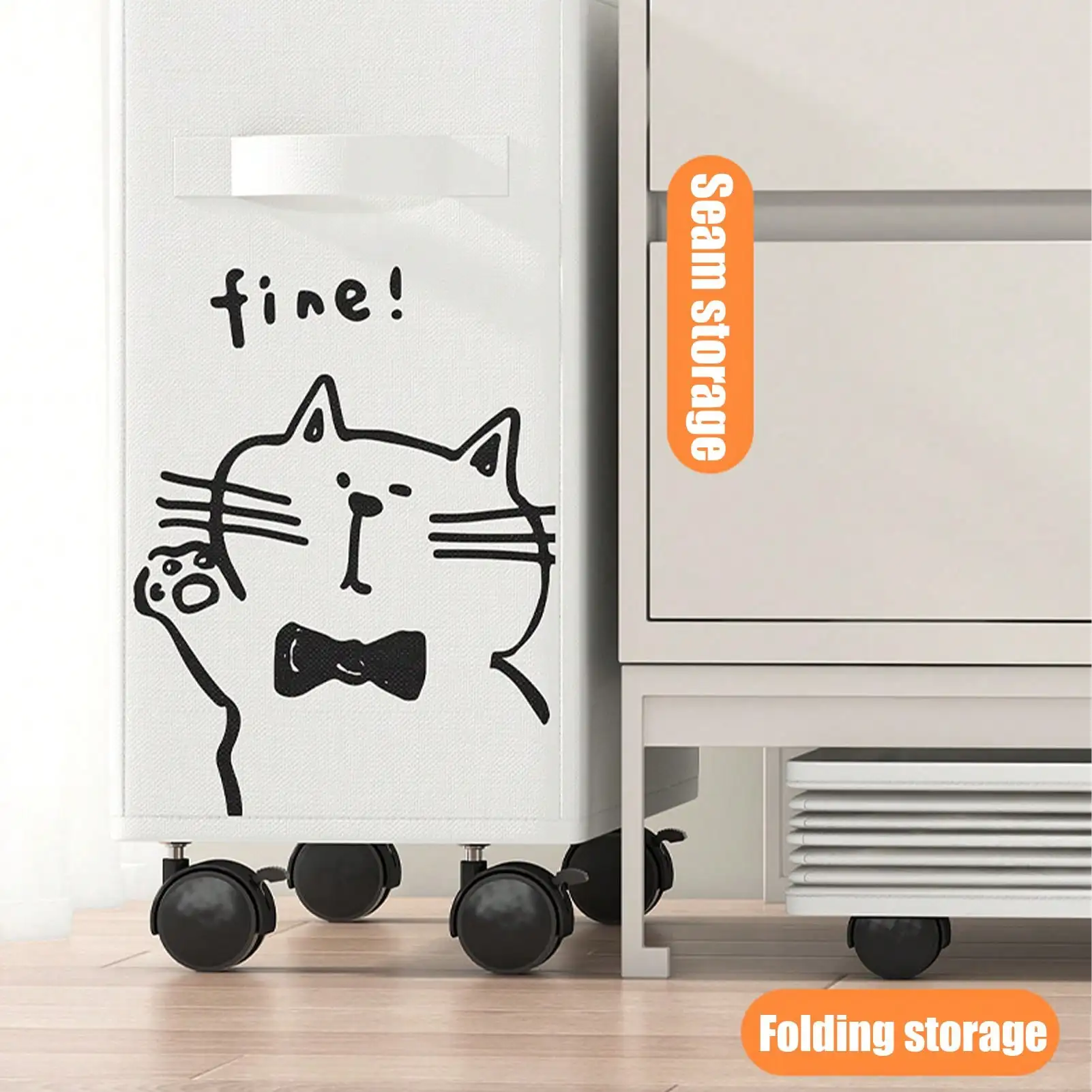 رف تخزين بعجلات تحت المكتب - سلة تنظيم متحركة للمكتب/المطبخ/السكن (موفرة للمساحة)