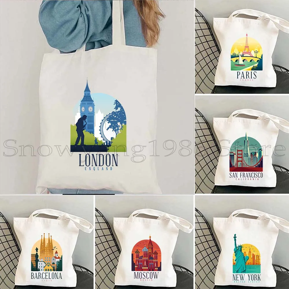 Barcelona Berlin Brasilia London Munich Paris Rome Venice Istanbul Rio De Janeiro Tokyo New York Split Landmark Tote Bag Handbag