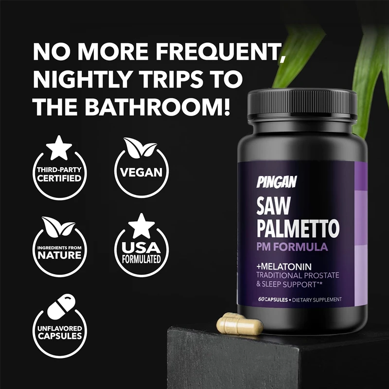 

Saw Palmetto Melatonin,used for Sleep and Prostate Saw Palmetto Powder and Chamomile Extract Ratio Reduce Male Urinary Frequency