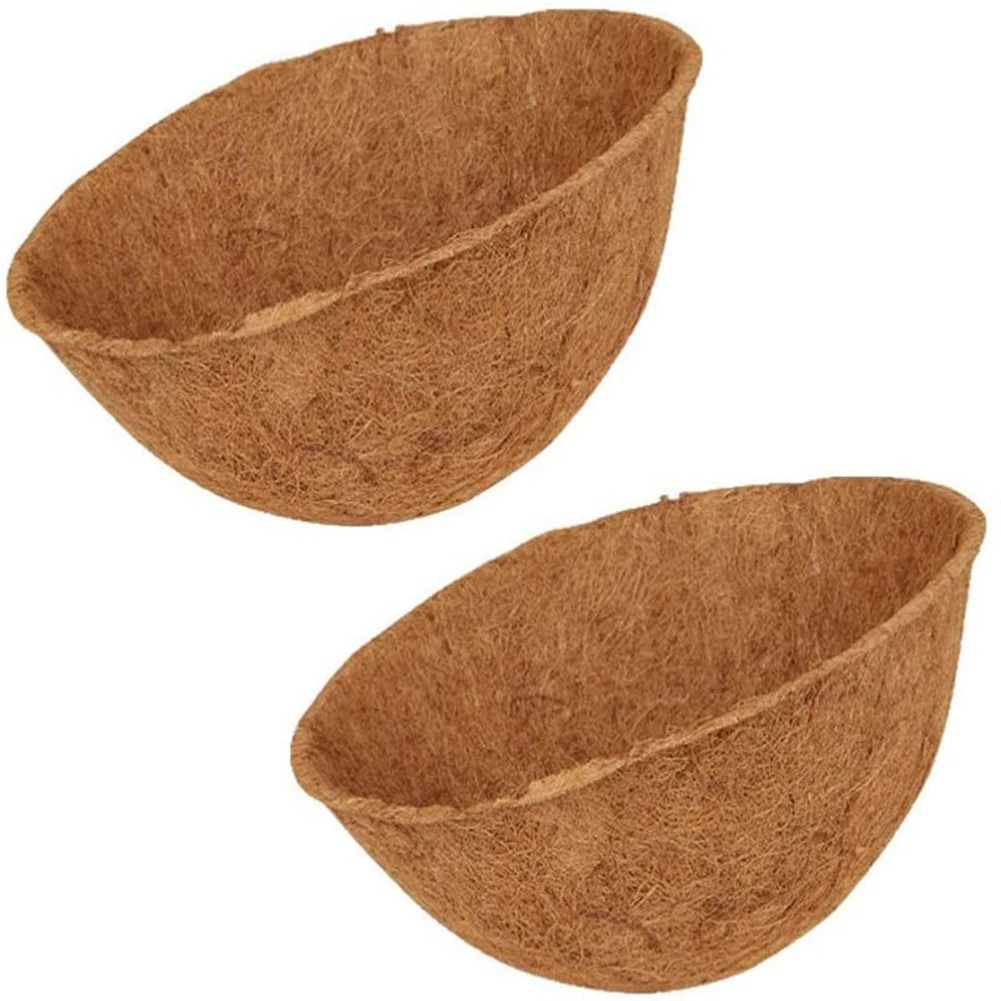 2Pcs Hanging Coconut Mat Natural Coconut Flower Pot Basket Liners Garden Planter Cushion Garden Decoration