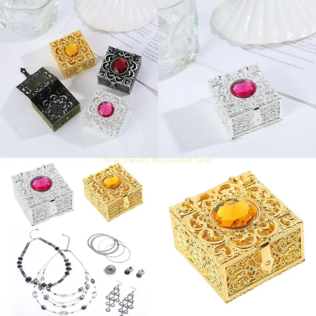 

D46E Luxurious Gold Finish Jewelry Box Portable Storage Holder For Special Occasions