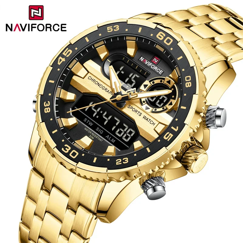 NAVIFORCE Men Luxury Waterproof Sport Chronograph Quartz Wristwatches Digital Date and Week Clock Relogio Masculino 2024