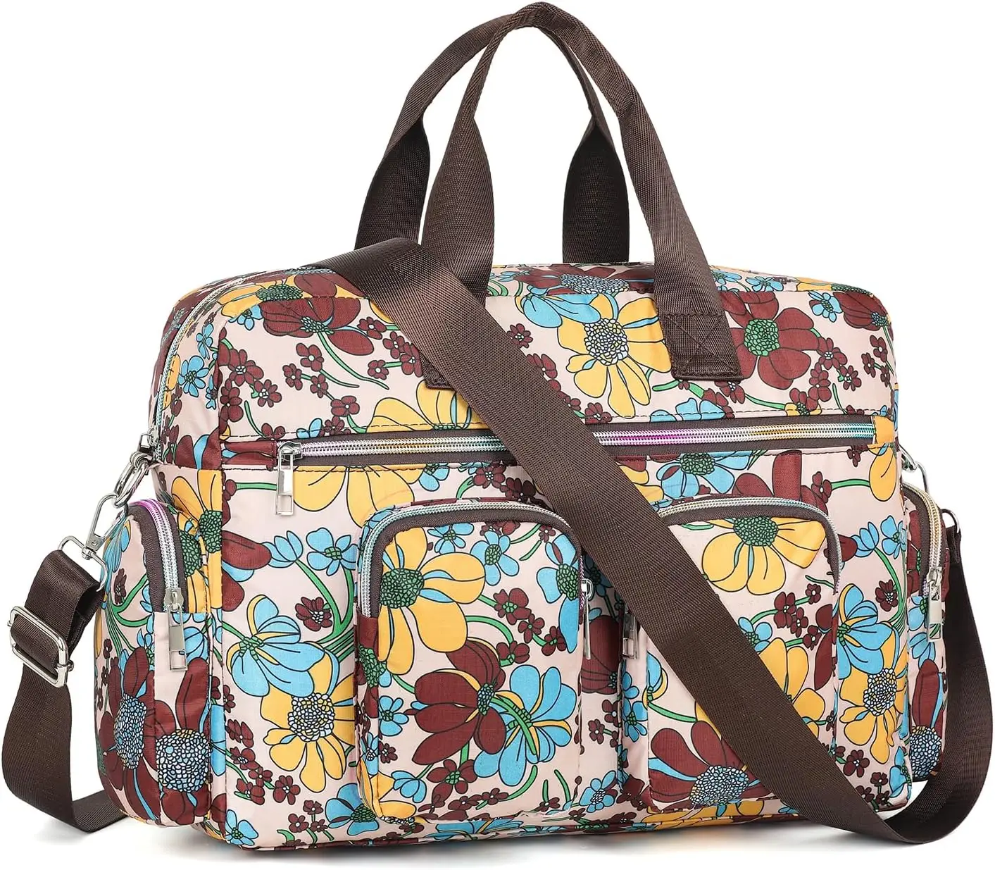 KONO Damen-Handtasche mit Blumenmuster, wasserdicht, großes Fassungsvermögen, mehrere Taschen, vielseitige Umhängetasche