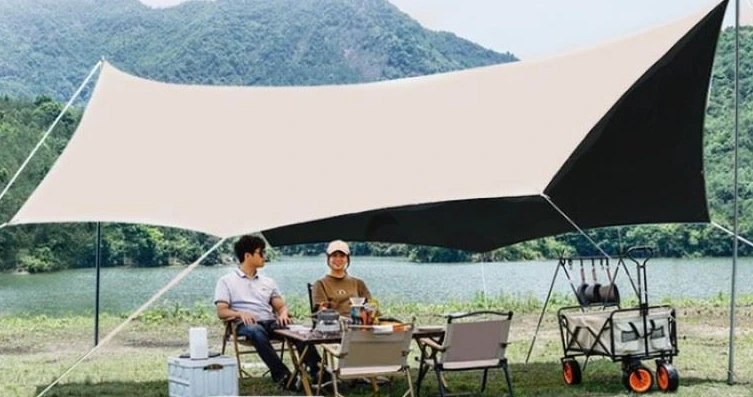 

Sunshade, UV resistant camping equipment, butterfly shaped sunscreen, silver coated tent