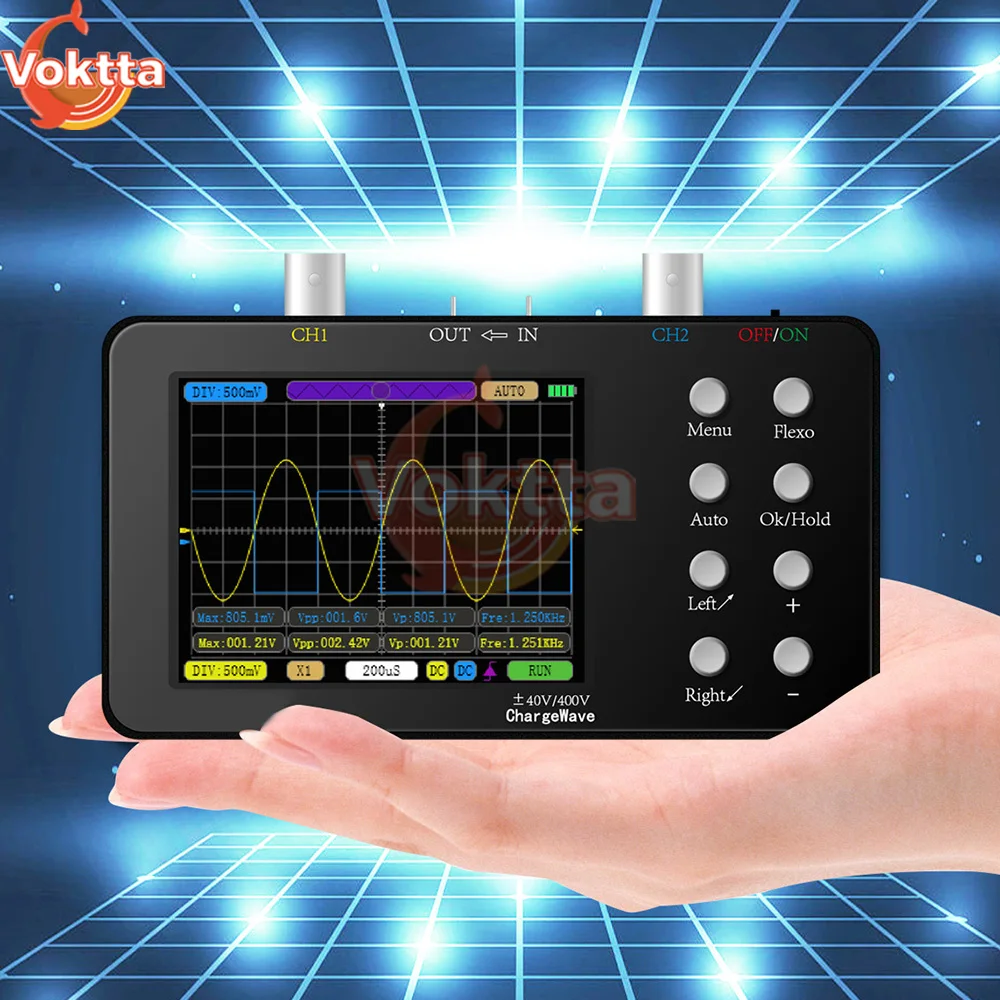 

SCO2 Dual Channel Digital AUTO Oscilloscope PWM 50M 10Mhz Sampling Rate 2.5KSa/S Analog Bandwidth for Electronic Repair Tools