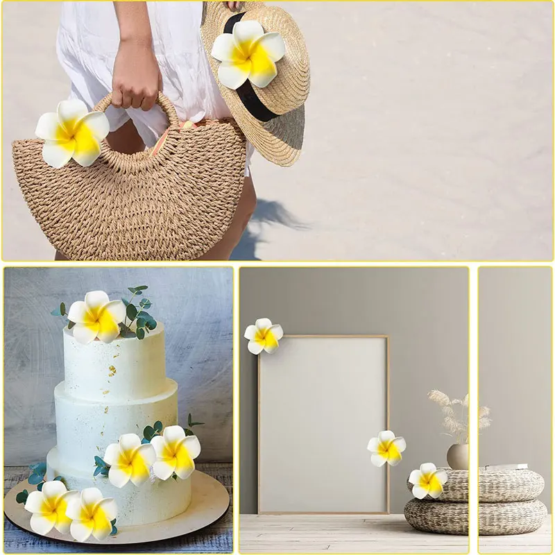 5Pcs Artificial Plumeria Rubra Hawaiian Flower Floral Foam Frangipani Flowers for DIY Home Beach Wedding Party Decor 4/6/8CM