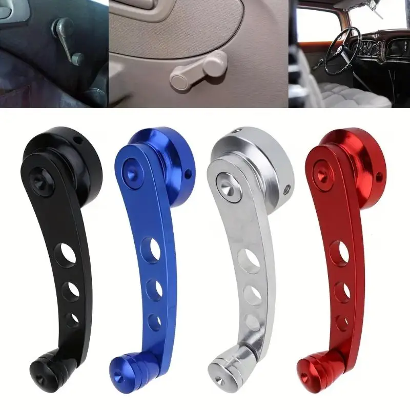 Universal Car Window Handle Set 2Pcs Aluminum Alloy Riser Winder for Manual Door Up Down DIY Repair Replacement