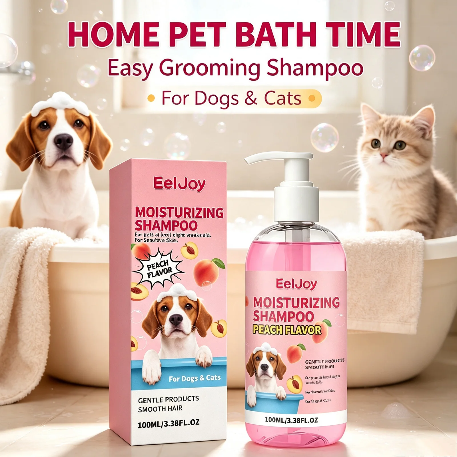 Moisturizing Moisturizing Pet Shampoo Gentle Cleansing Removes Odor Long Lasting Peach Fragrance Reduces Coat Knots Makes Daily Pet Bathing - Aliexpress Deal