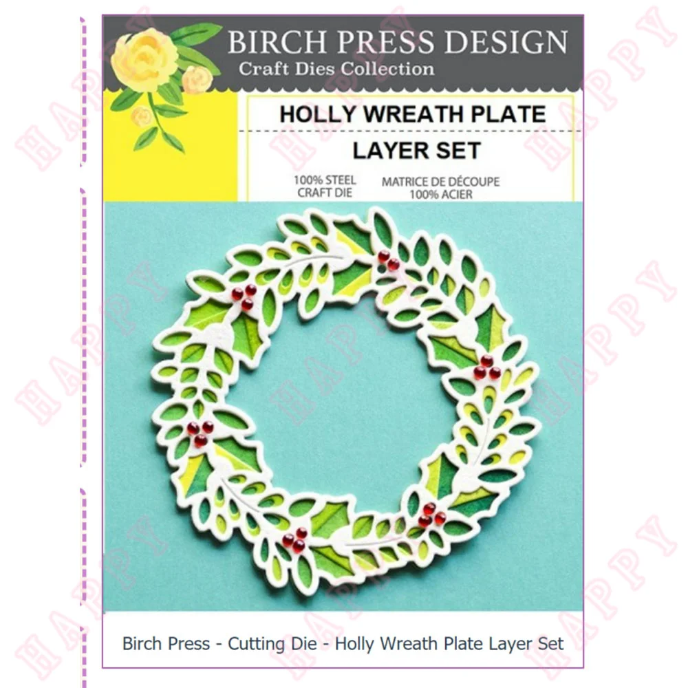 

Christmas Metal Cutting Dies Holly Wreath Plate Layer Scrapbook Diary Decoration Embossing Template DIY Greeting Card Handmade