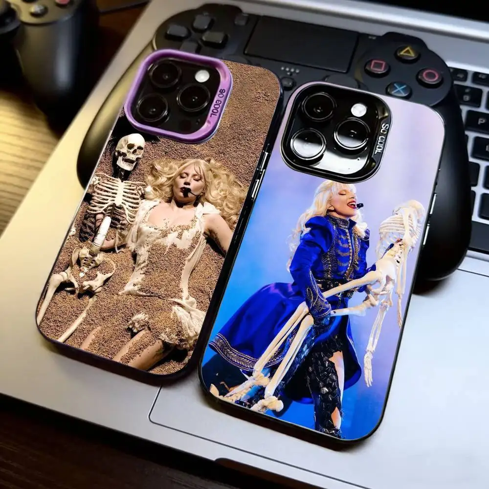 

Singer L-Lady Gaga Mayhem Phone Case For iPhone 17,16,15,14,13,12,11 Plus,Pro Max,XS,Colorful Silver Black Cover