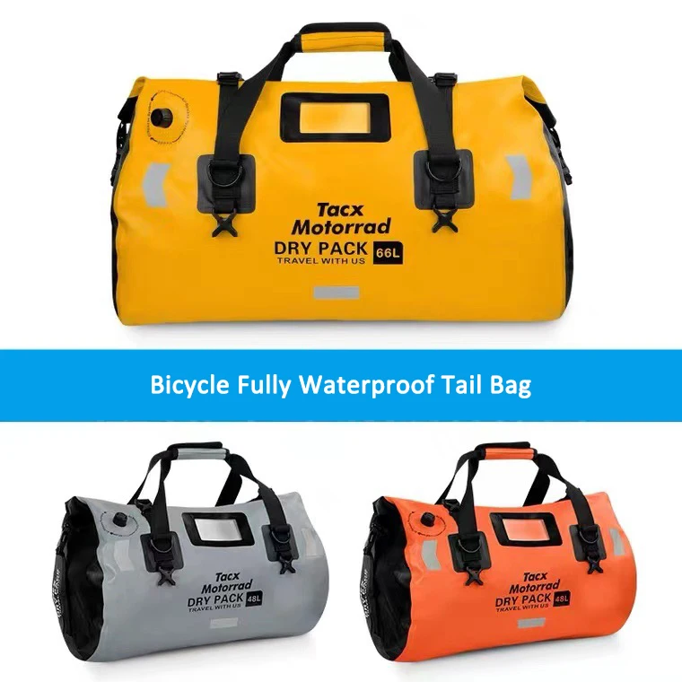 

Bicycle 48L/66L Large Capacity Full Waterproof Tail Bag Double Layer PVC Fabric Multi Functional Tail Bag Bicycle Accessories