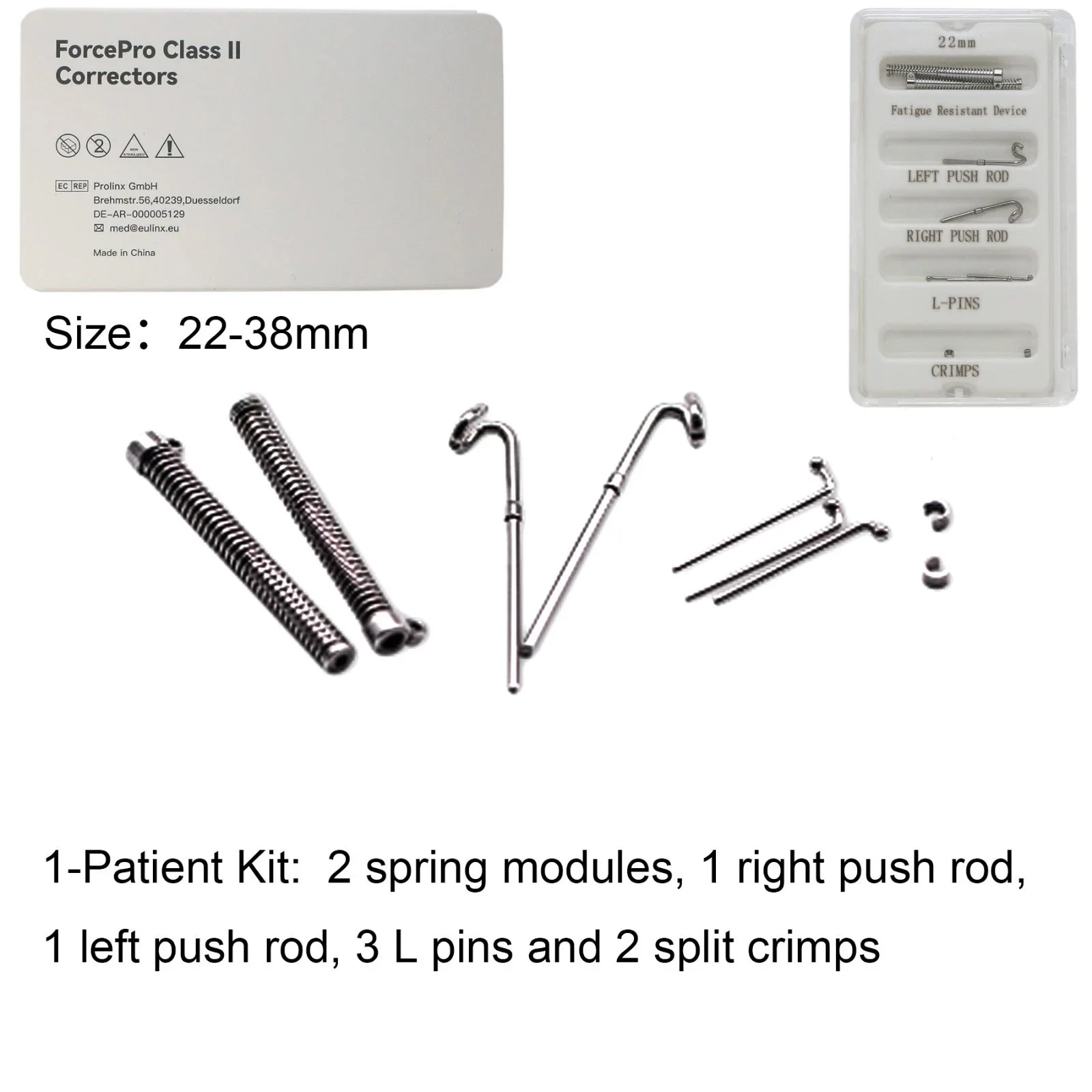1Box ‌Forsus Forcepro Class II Correctors Dental Orthodontic Class II Corrector Fatigue Resistant Device Push Rod 6 sizes