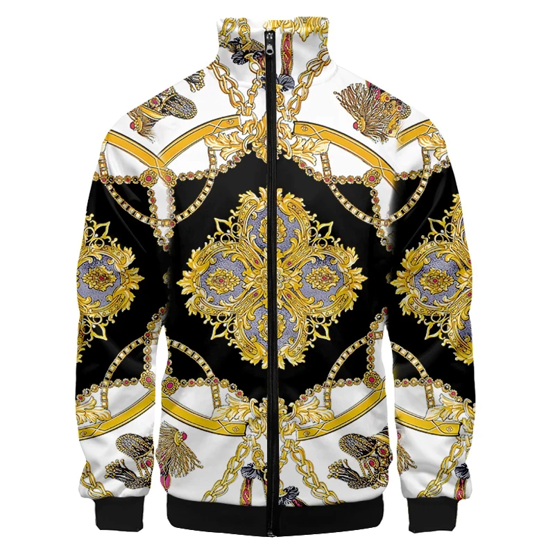 New Luxury Golden Pattern menwomen\'s Jacket Bomber giacca da uomo tasche da donna Zipper manica lunga cappotto Top Spring Clothes giacche