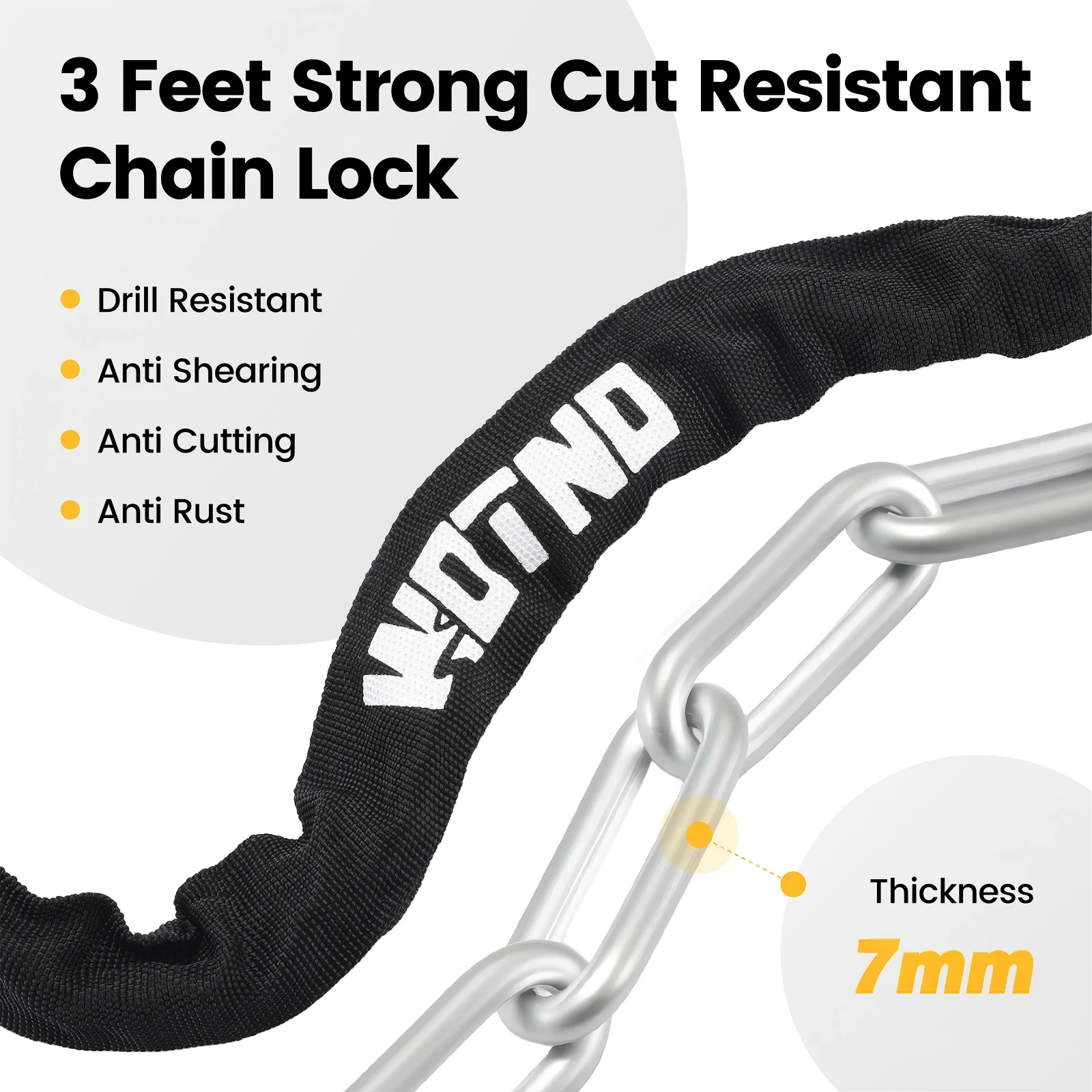 GaleRun Bike Chain Lock, 3.3FT Anti-Theft Bicycle Lock with 2 Keys –Hardened Steel Security Chain for Motorcycles, Scooters