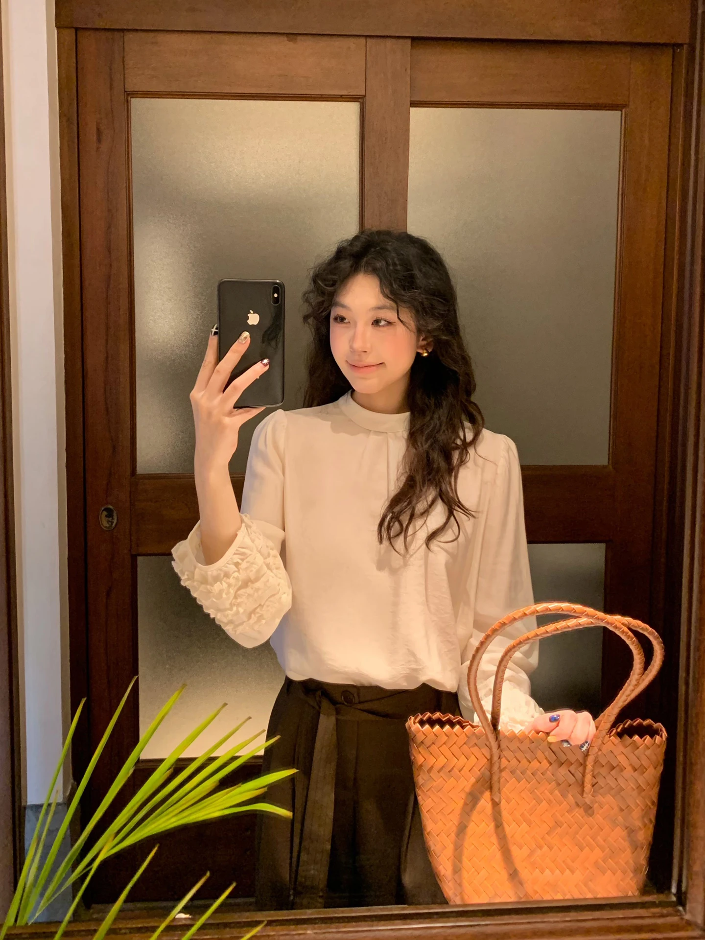 

Женская рубашка Moby с воротником-стойкой, длинными рукавами-фонариками, из смесового хлопка, для ношения под одеждой, весенняя, модная, во французском стиле, дышащая