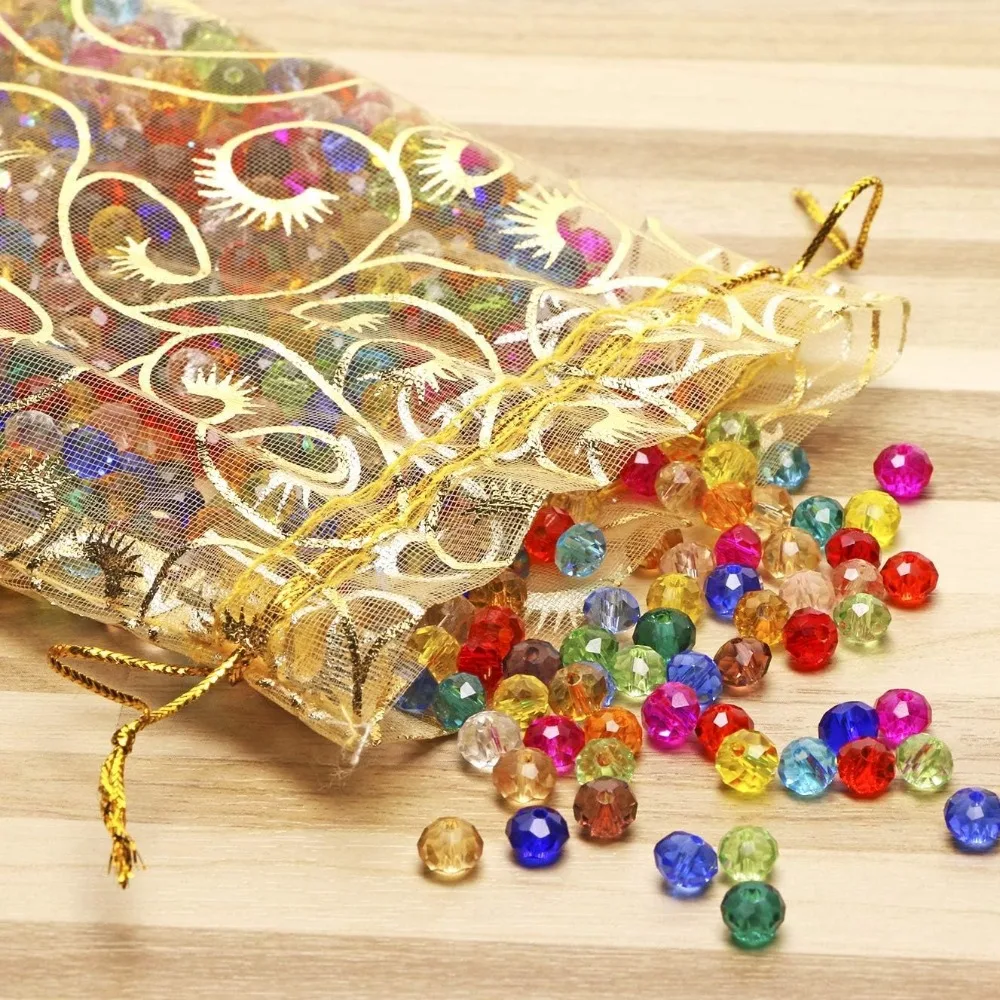 أكياس الحلوى الذهبية اللامعة القابلة للسحب من الأورجانزا لتغليف المجوهرات وعطلات الكريسماس وحفلات الزفاف وأعياد الميلاد وحقيبة تغليف الهدايا