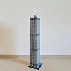 MOC building blocks modern city landmark building World Trade Center 1:800 scale skyscraper DIY assembled building block toys