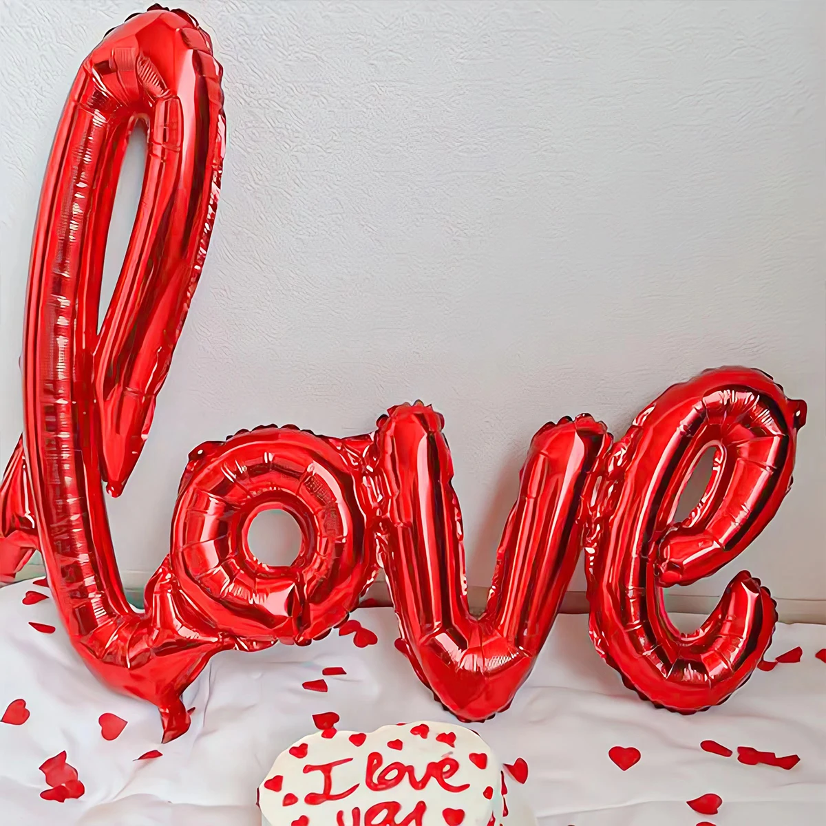 Rotes Liebesbrief-Ballon-Set 18 Zoll Herzförmiger Ballon mit Simulationsblütenblättern Valentinstag Hochzeitsfeier Dekoration – Detail 5