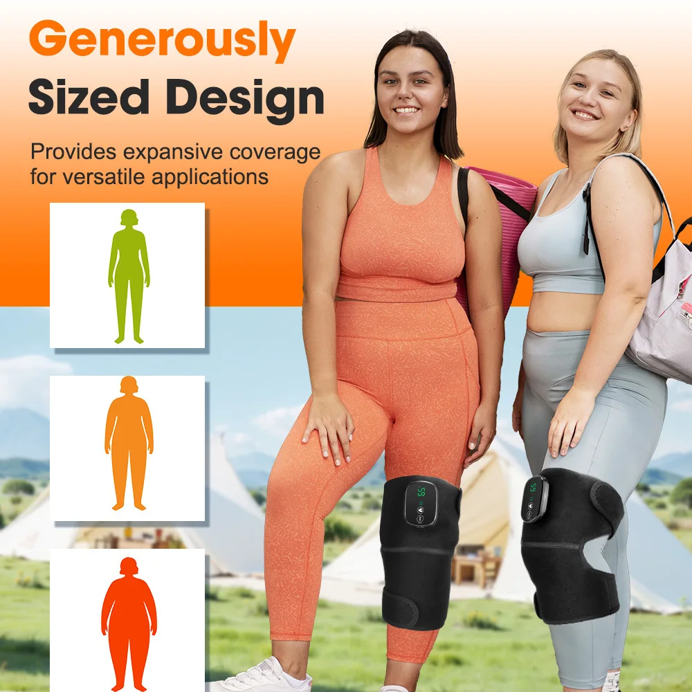 

Перезаряжаемый массажер для колена больших размеров, 3-ступенчатый вибрационный массаж, регулируемый плечевой бандаж, электрические грелки, грелка для ног, колена