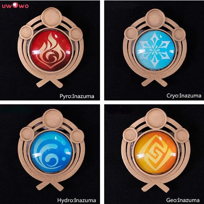 UWOWO LED رؤية "عين الله" لعبة Genshin تأثير تأثيري الدعائم Mondstadt/Liyue/Inazuma/Sumeru Dendro Cryo Hydro Pyro Geo Elect