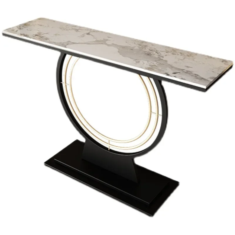 

Modern new Chinese entrance table light luxury rock slab ultra-narrow table marble against the wall