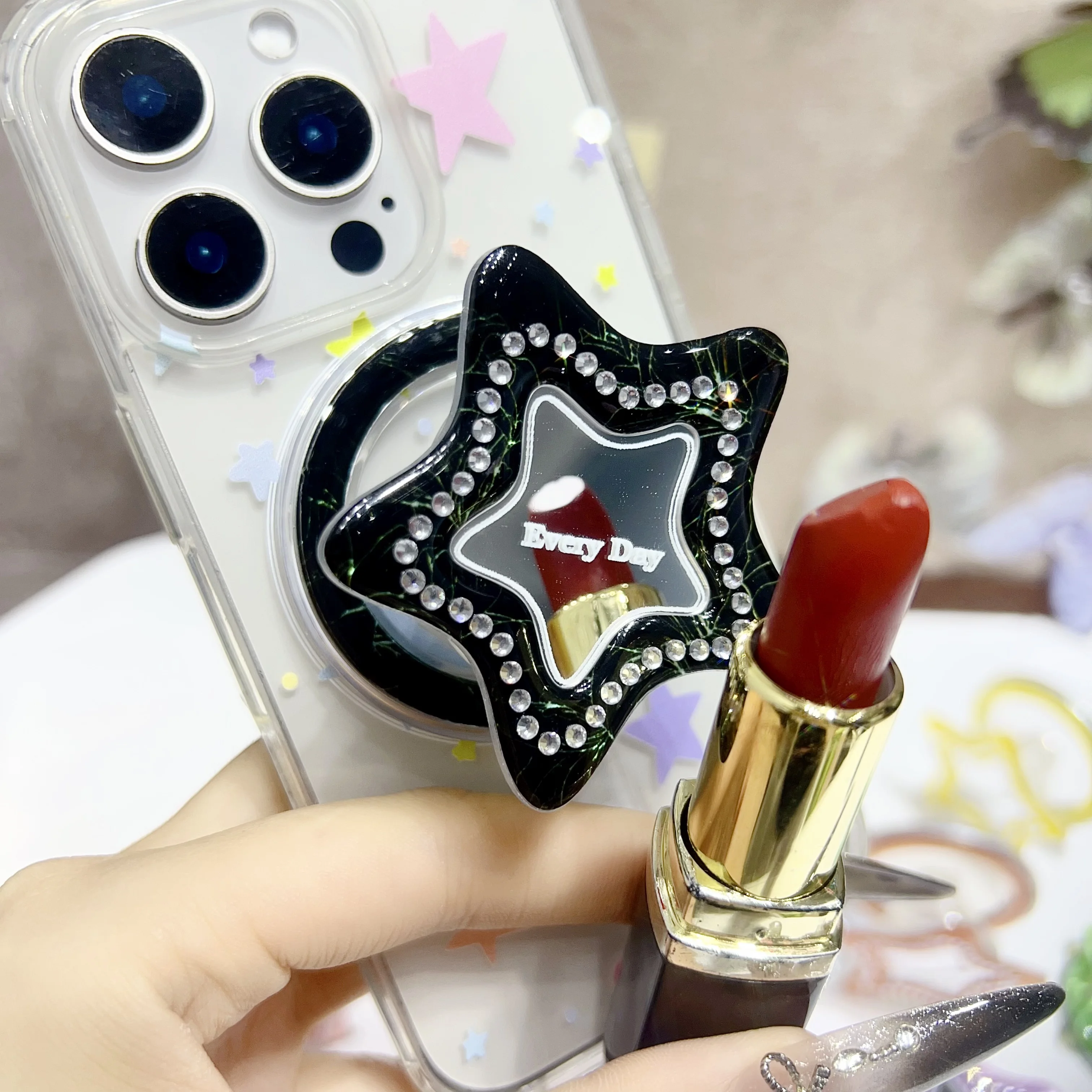 

Роскошный блестящий цветной круглый держатель для Magsafe Magnetic Grip Tok Griptok, подставка для телефона, поддержка Iphone 17 16, кронштейн Smart Tok