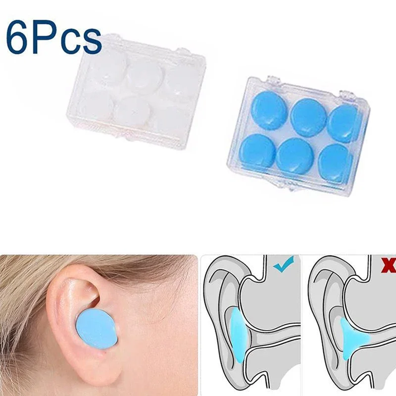 6pcs/set Reusable Silicone Ear Plugs Noise Reduction Sleep Anti Canceling Sound Insulation Earplug Protection Sleeping Ear Plugs