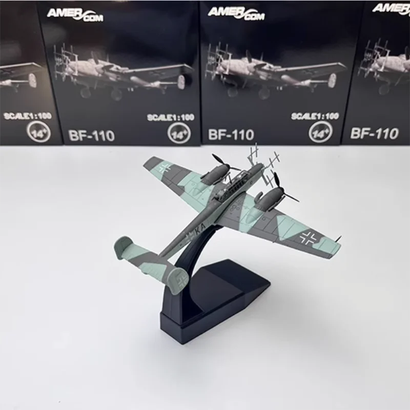 مقياس 1:100 الألمانية BF110 مصغرة محاكاة الطائرات العسكرية سبيكة معدنية يموت الصب لعبة نموذج الصبي لعبة الديكور هدية العرض