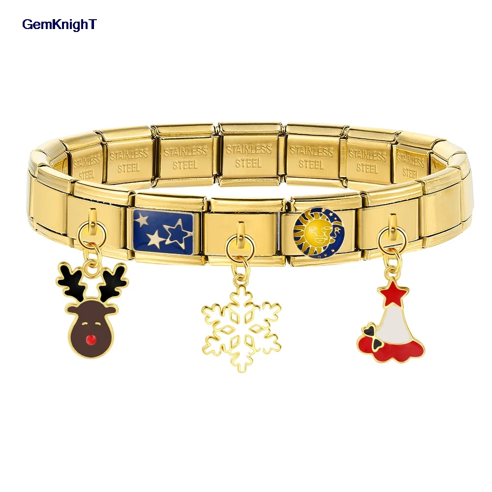 مرونة سحر قلادة الأحمر إِلْكَة عيد الميلاد القبعات الجوارب الثلج الفولاذ المقاوم للصدأ ربط صالح 9 مللي متر سوار صنع المجوهرات الإيطالية DIY